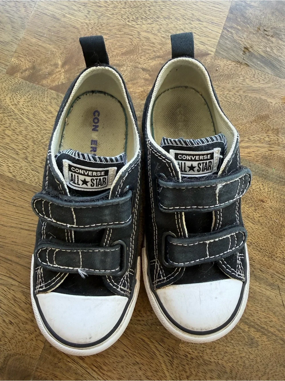Converse Kids Black & White Velcro All Star Sneakers